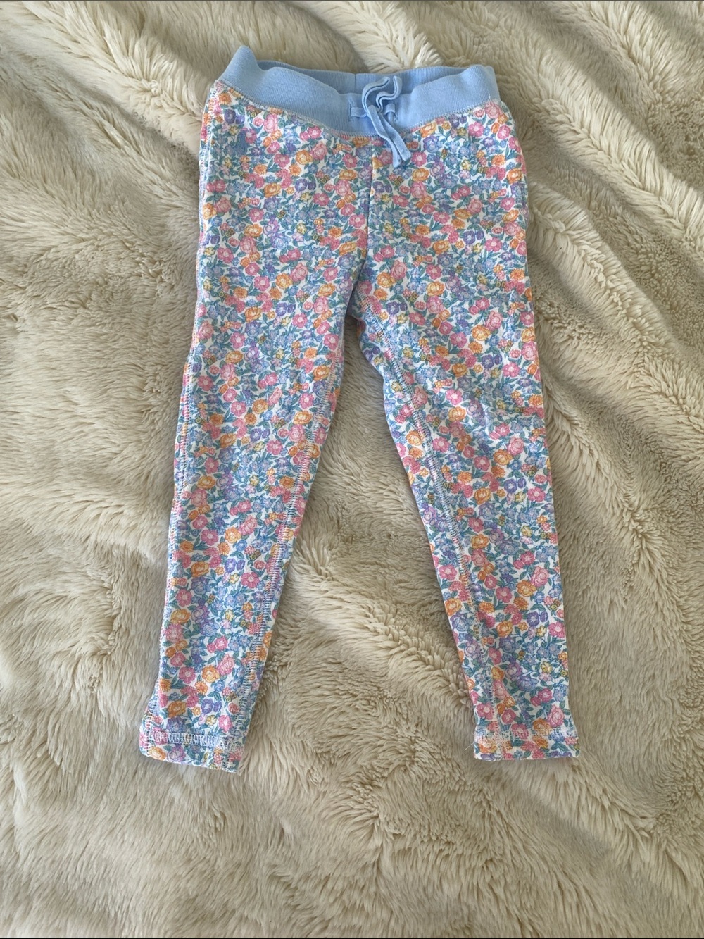 Polo by Ralph Lauren Light Blue Floral Knit Leggings 3/3t